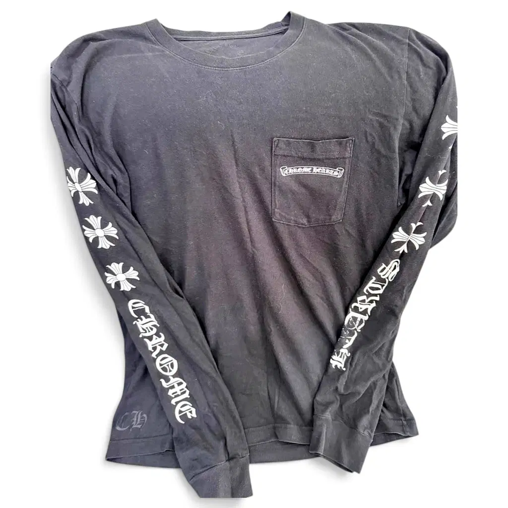 Chrome Hearts Floral Cross Pocket Long-Sleeve Tee — Large