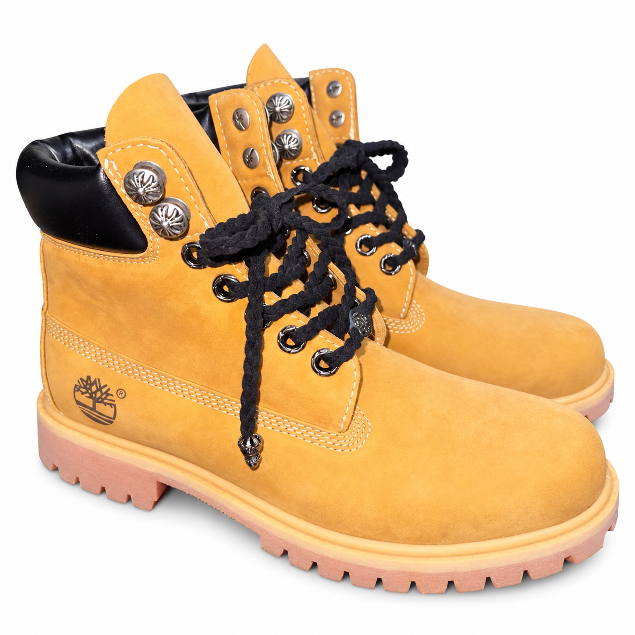 Chrome Hearts Reworked Timberland Boots — Wheat, US 9