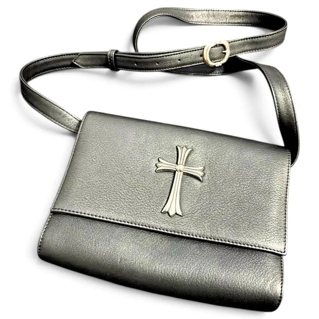 Chrome Hearts Leather Crossbody Bag — Black
