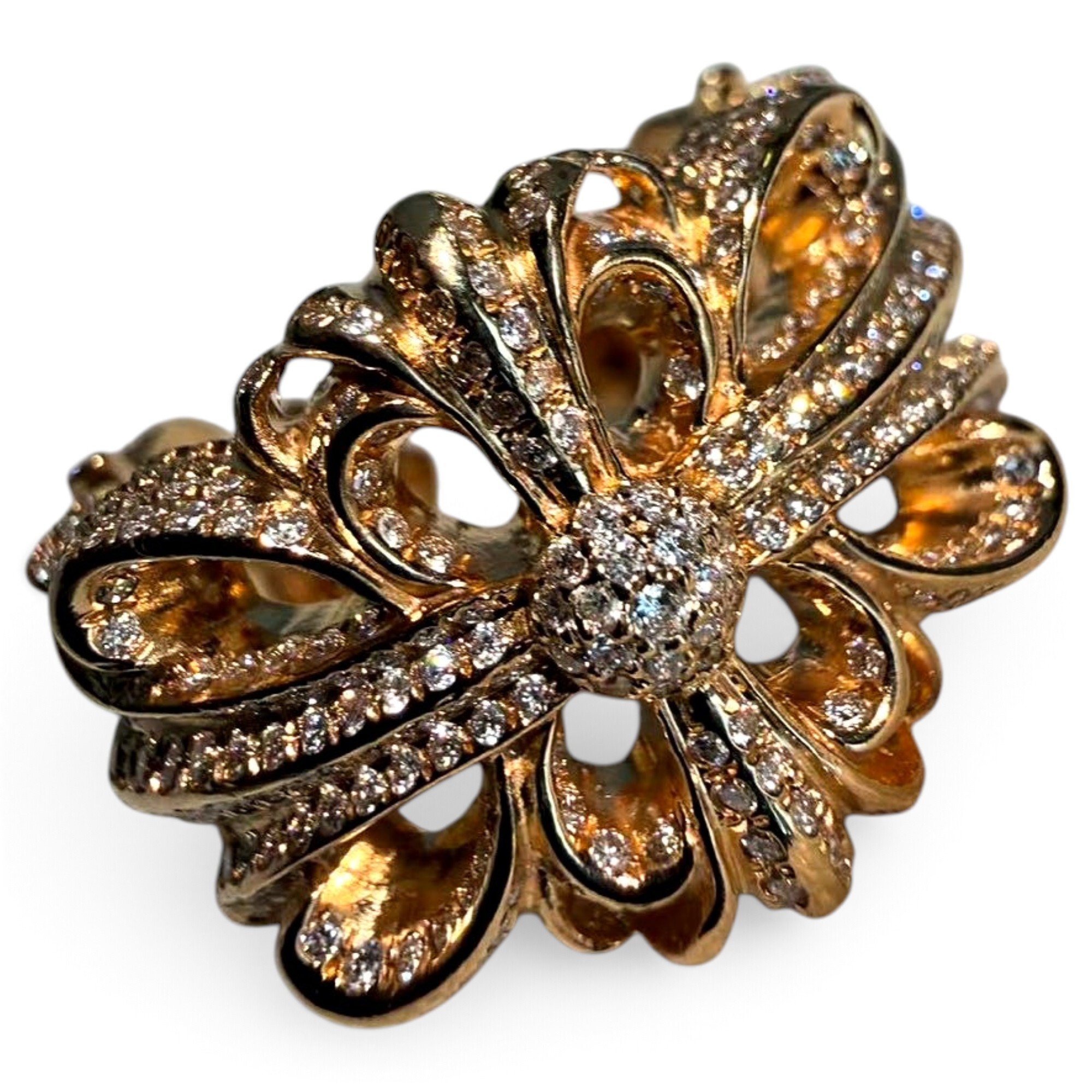Chrome Hearts Yellow Gold Floral Cross Ring — Size 10